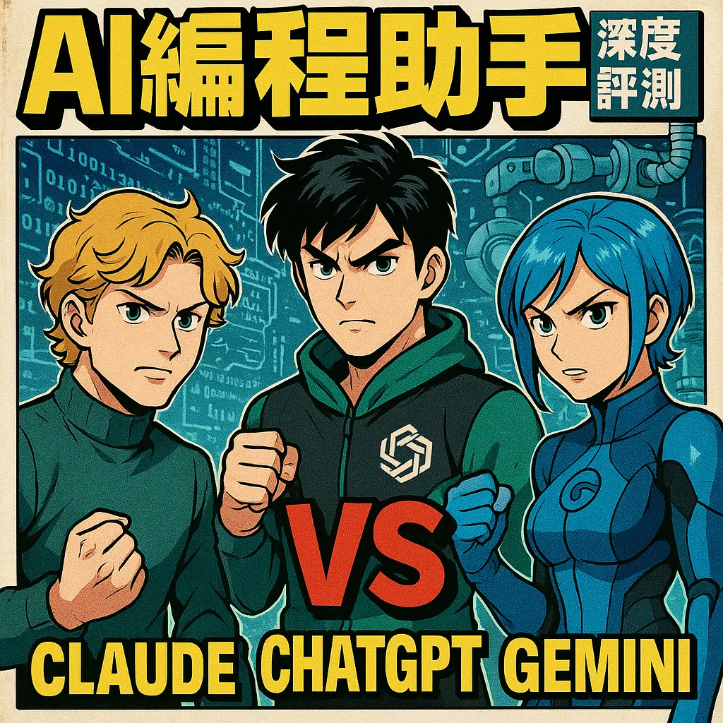 2025年AI編程助手深度評測:Claude vs ChatGPT vs Gemini,哪個最適合開發者?